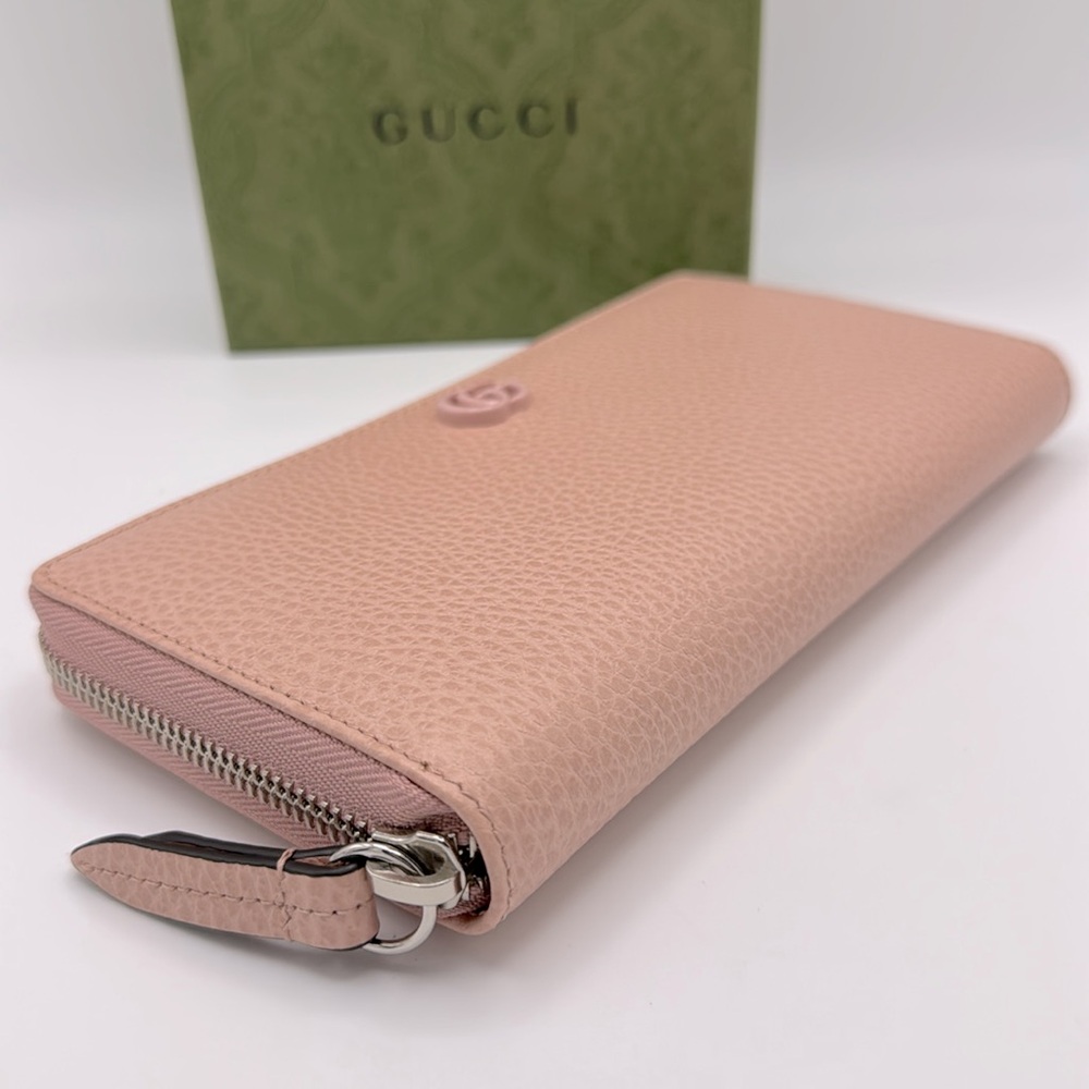 NEW GUCCI GG MARMONT PINK ZIP AROUND LEATHER WALLET BOX! - Picture 7 of 16